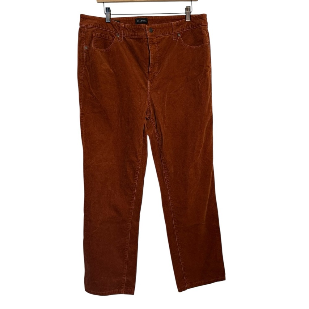 Talbots Orange Corduroy High Waist Straight Leg Pants Women’s Size 14